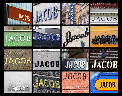 JACOB Name Poster featuring photos of actual signs