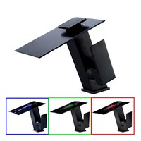Design Led Bad Wasserfall Armatur Schwarz | Wasserhahn Waschtisch Badarmatur