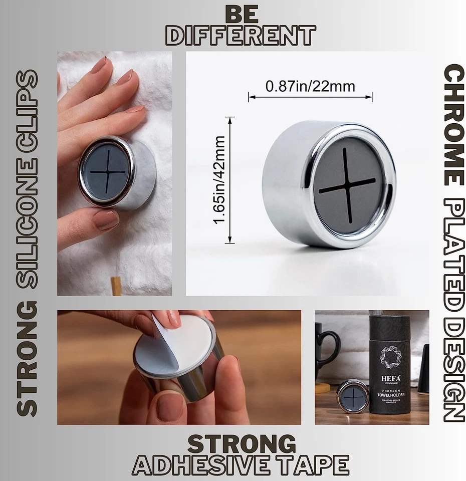 HEFA Toallero de Plato, Accesorios de Baño, Aparatos de Cocina y Gancho para Toallas Paquete de 4 Foto 3 de 4