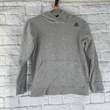 Reebok cotton blend pullover hoodie light grey boys size large