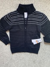 Calvin Klein Kids Boys Black Colorblocked Long Sleeve Full Zip Sweater Size 7