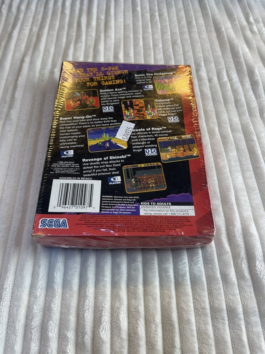 Sega Genesis 6-Pak SEALED Streets of Rage SONIC GOLDEN AXE SHINOBI