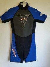Jobe shorty flatstitch wetsuit. Youth size 10 blue  black neoprene/nylon.