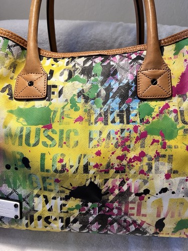 $320 L.A.M.B. By Gwen Stefani RARE LARGE Graphic Leather Tote Bag - Picture 3 of 22
