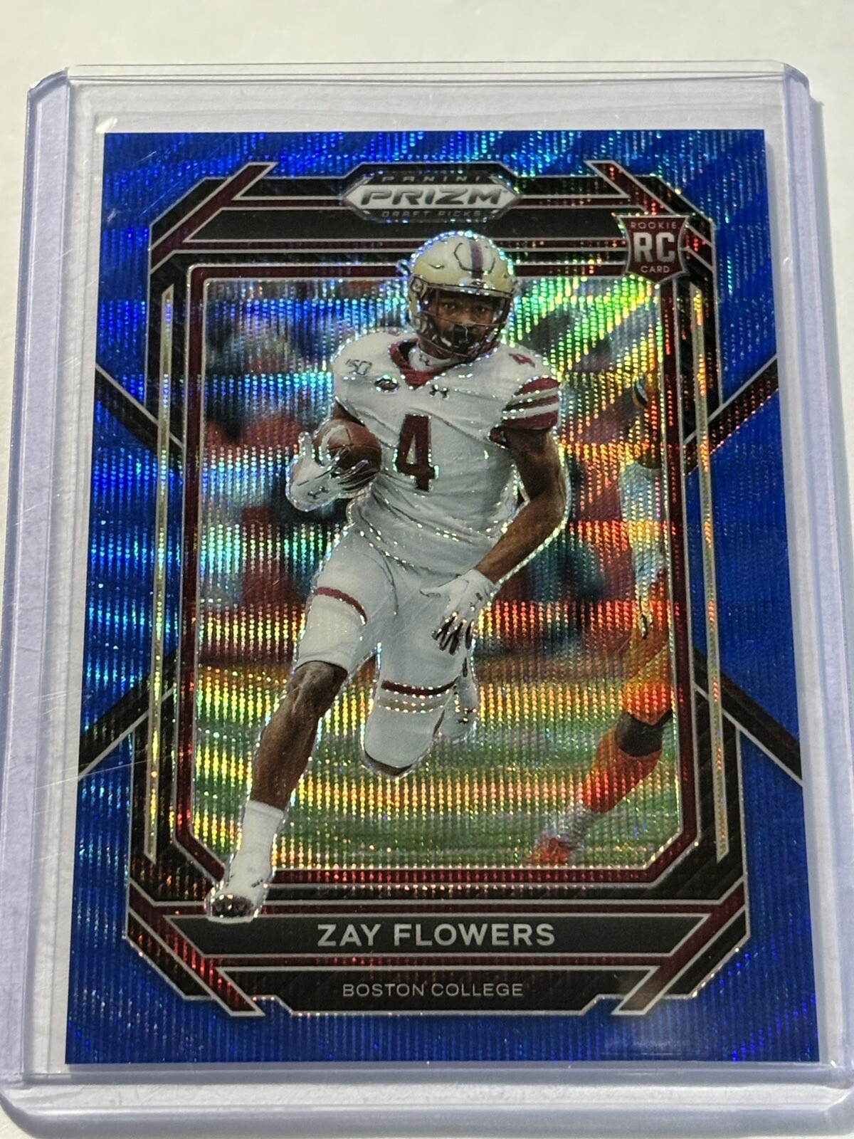 Zay Flowers 2023 Prizm Draft Picks Blue Wave #143 Boston College Rookie SP /249