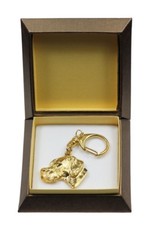 Gold-plated Keychain with a Dog, Box Art Dog DE