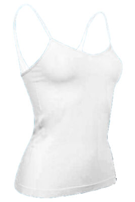 2 Damen Hemdchen Tank Top T Shirt Spagettiträger nahtlos Microfaser wei Organza