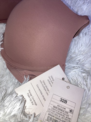 Women's Plunge Convertible Push Up Pink Bra NWT 32B - Picture 4 of 5