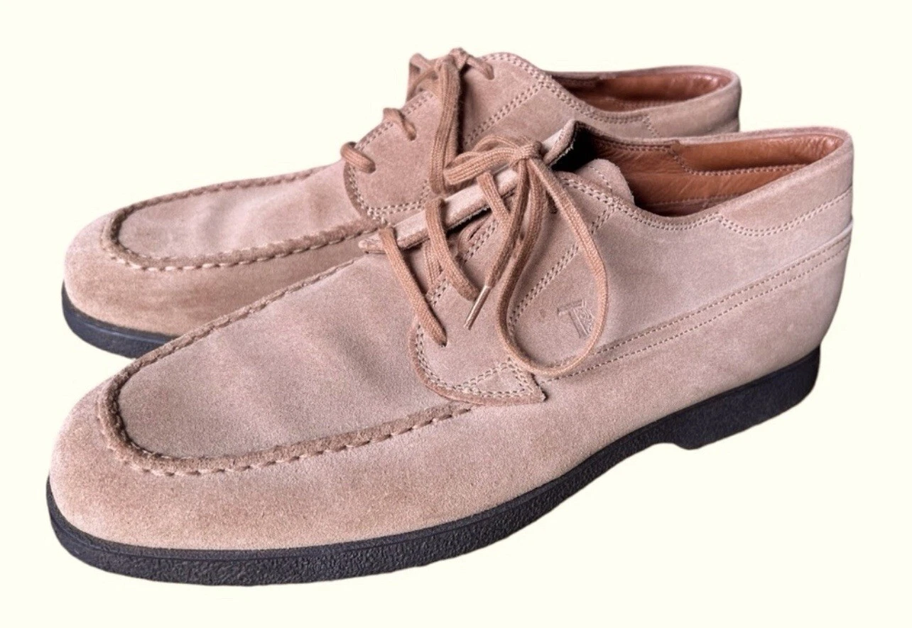 Mocassino donna Tod’s in pelle scamosciata marrone chiaro fatto a mano italiano taglia 9