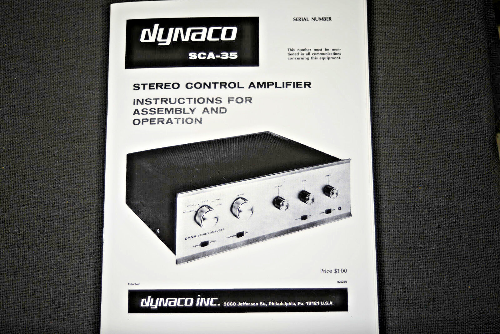 Dynaco SCA-35 tube stereo control amplifier assembly manual reprint Dyna Dynakit