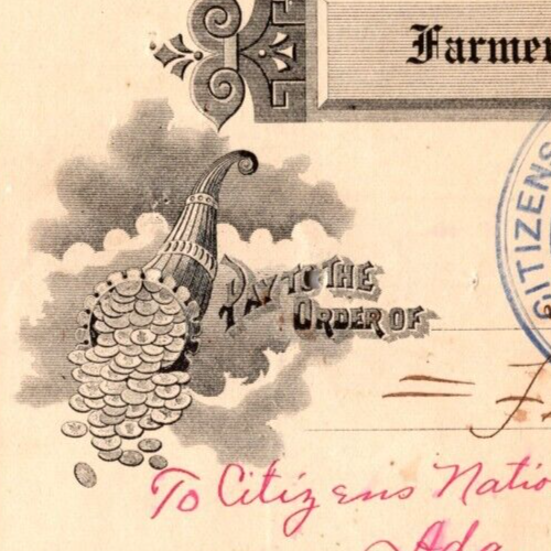 Stonewall, OK Indian Territory 1907 Farmers Merchant Bank Check Coin