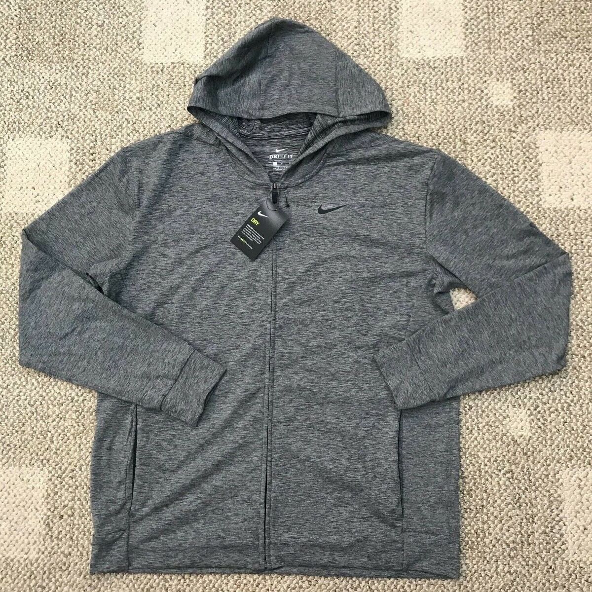 Nike Hoodie Lightweight Jacket Full Zip Yoga Black Heather Nike Hoodie Lightweight Jacket Full Zip Yoga Black Heather