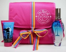 Escada Island Kiss Women's 3pc 1.6oz EDT, 1.6oz Body Lotion, Beauty Pouch