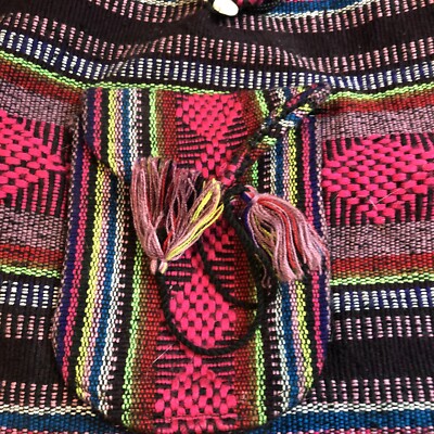 Boho Woven Multicolor Backpack w/ Pockets. Beach Bag | eBay display picture 3