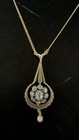Vintage 14K Gold Rose Cut Diamond Pendant Necklace Pearl Drop 18” — photo 1