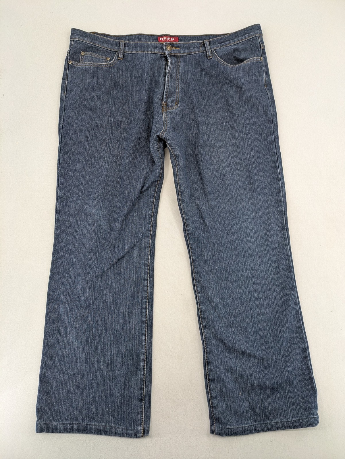RE&X Herren Jeans Größe 60 Dunkelblau Waschung Stretch Denim Hose Regular Fit
