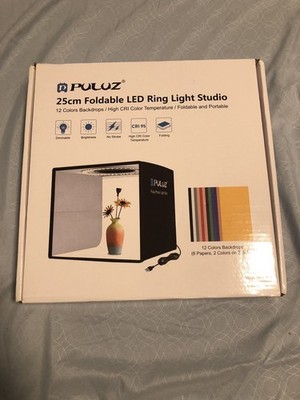PULUZ 25cm Foldable LED Ring Light Studio Box Brightness Adjustable High CRI
