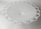 Vintage Anchor Hocking Milk Glass Serving Platter Open Heart Lace Boarder