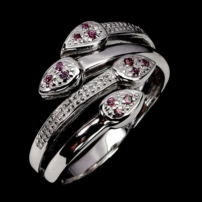 925 Sterlingsilber Ring Rund Rhodolit Granat Natürlich Edelstein Schmuck Sz 8.5 - Bild 1 von 4