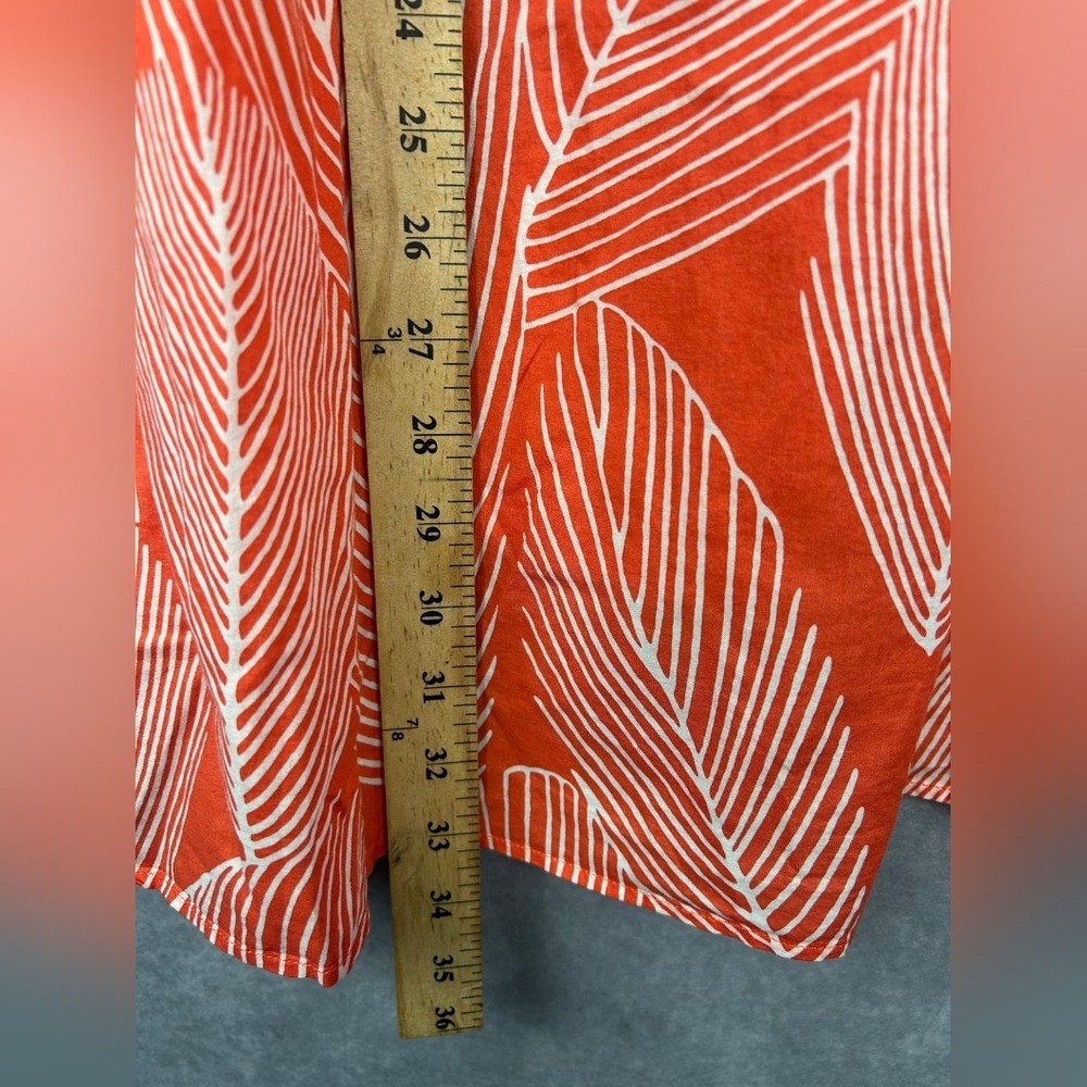 Talbots Gorgeous Orange White Leaf Pattern Shell … - image 11