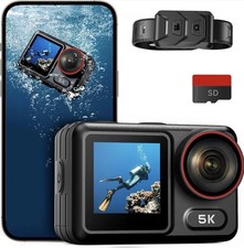 ODDV 5K30FPS Waterproof Action Camera with 64GB Card, IPX7 34FT Underwater