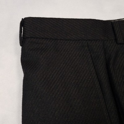 Zanella Wool Flannel Textured Trousers Men 35 (fits 37 X 28.75) Brown Flat Front