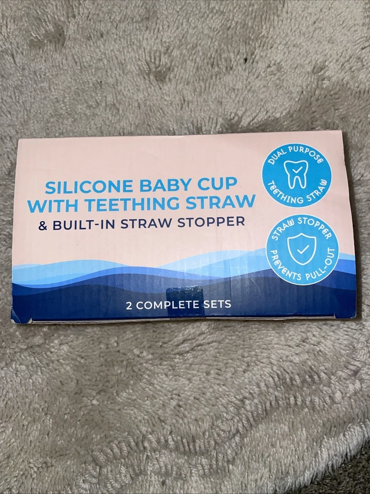 Taza de bebé de silicona con pajita para dentición y tapón de paja incorporado 2 juegos completos Foto 2 de 4