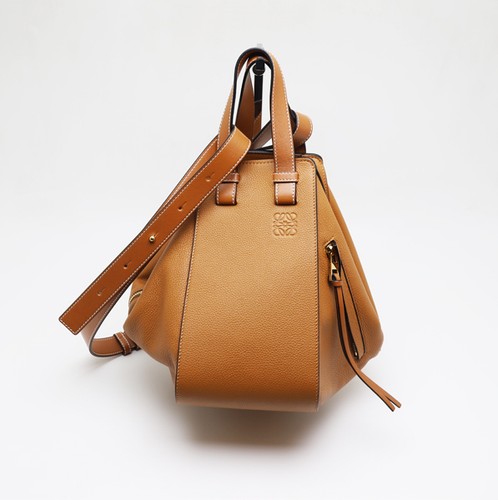 Used good condition LOEWE Hammock Bag Small Soft Grain Calf Camel Shoulder Bag H