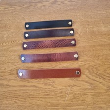 Leather Cabinet Pull Handle – Leather Drawer Pull with Gold Hardware –Tan Brown