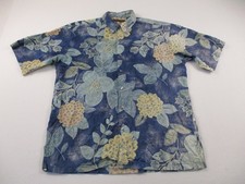 Tori Richard Cotton Lawn Shirt Mens Large Blue Short Sleeve Button Up Hawaiian