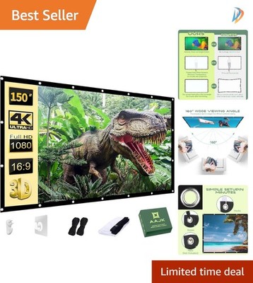 Portable 150-Inch Anti-Crease Movie Screen - Perfect for Backyard Cinema Nights