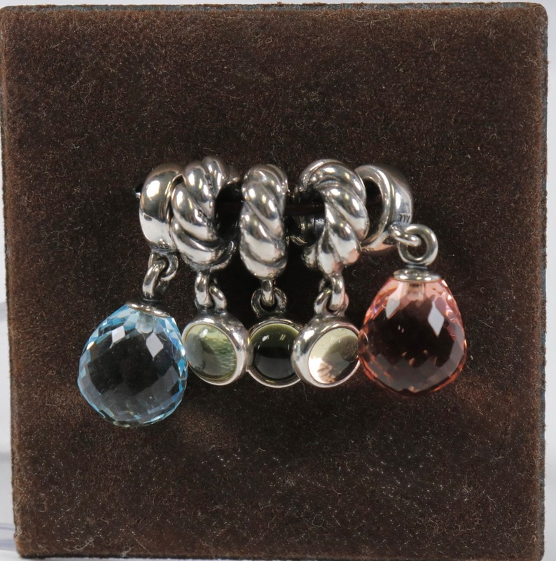 Pandora ALE 925 Silver Fascinating Beauty & Quartz Disc Dangle Charms lot of 5