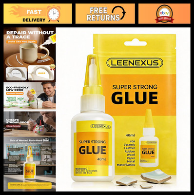 Quick Dry Super Glue for Ceramic & Porcelain Repair, Clear CA Adhesive 40ML
