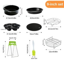 10pcs Air Fryer Accessories Set Baking Basket Pizza Pan Chips Tools for Kitchen