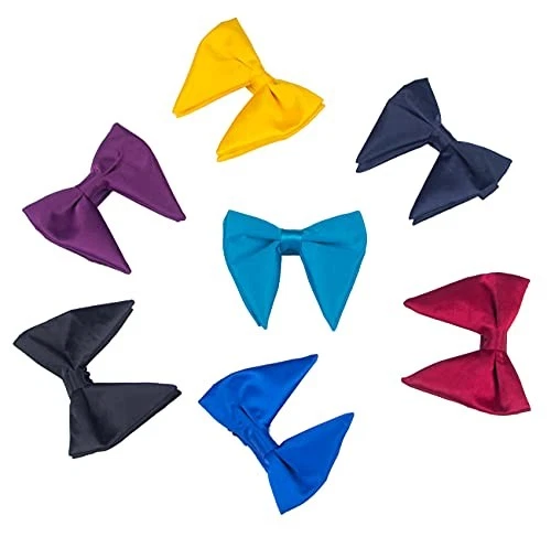 Pajarita de seda satinada de gran tamaño para hombre color liso formal esmoquin pajarita grande B-blanca Foto 3 de 4