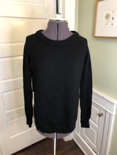 Lululemon Athletica 100 Merino Wool Black Crewneck Sweater w/ Slits Size 4