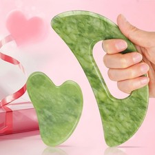 Jade Stone Gua Sha Massage Tool Set Larger Guasha Board with Handle Muscle Scrap