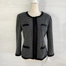 NWT Liz Claiborne - Black heather full zip dressy jacket, M
