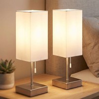 2X Tischleuchte Tischlampe Beistellleuchte Leselampe Stoff Ladefunktion Usb