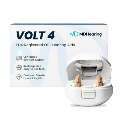MDHearing VOLT 4 OTC Behind-the-Ear Digital Hearing Aids Advanced Noise Cancelli