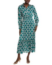 T Tahari Half Placket Chain Print Maxi Dress Women's