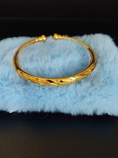 Gold Twill Open Bangle Copper Bracelet