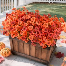 Artificial Fall Flowers for Outdoors Decoration, 12 Bundles Faux Pansies Fake...