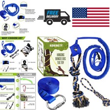 Dog Hanging Bungee Tug Toy for Interactive Outdoor Play with Two Chew Rope Toys