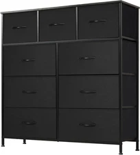 9-Drawer Fabric Dresser,Sturdy Storage Tower Dresser for Bedroom w/ Metal Frame