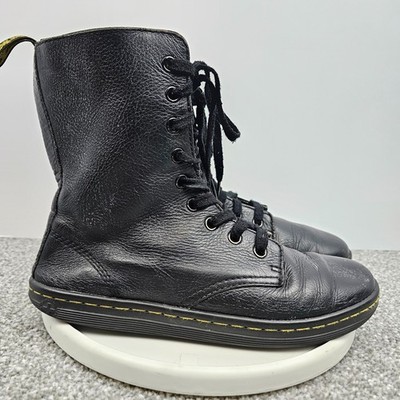 Dr. Doc Martens Stratford Low Heel Hi-Top Boot Womens Sz 7 Black Leather *Fair