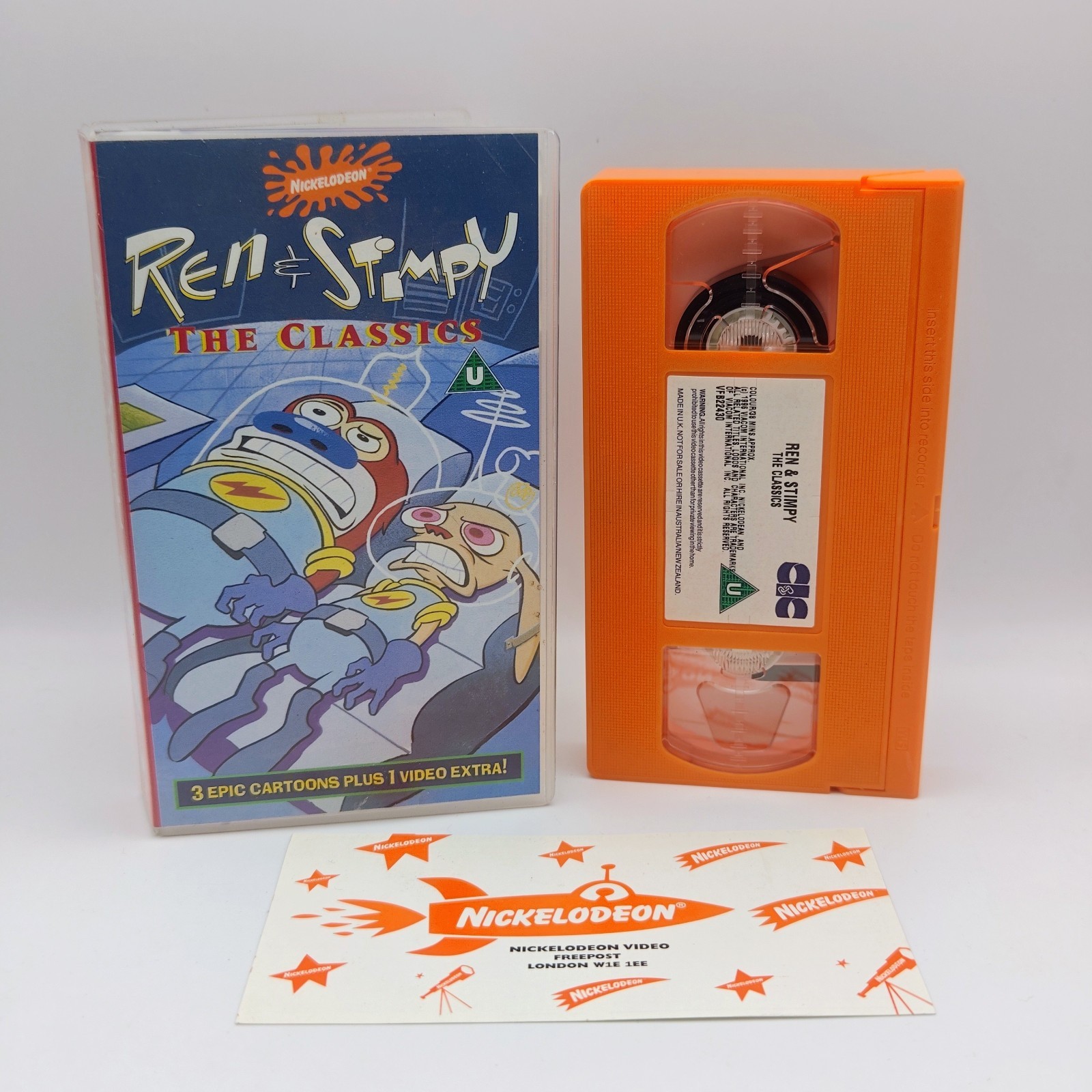 Ren & Stimpy The Classics VHS Rare Insert Nicktoons Nickelodeon Orange Tape
