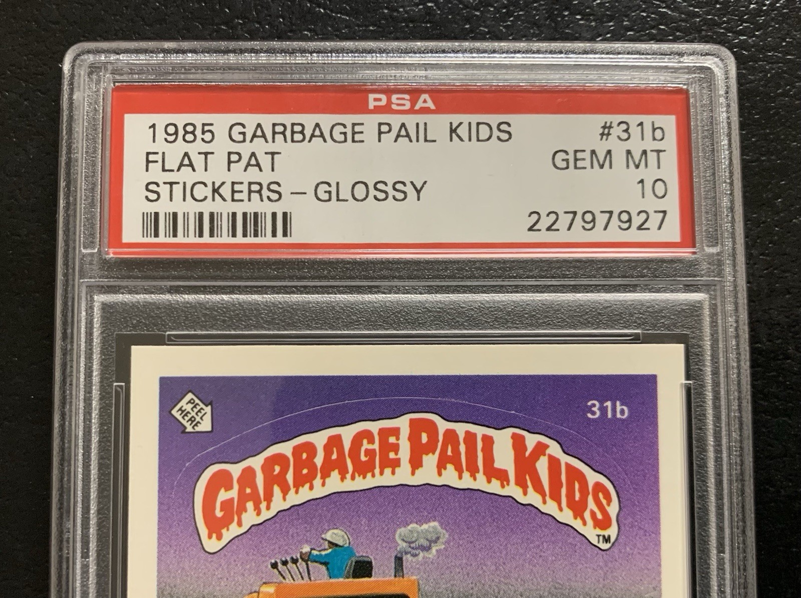 1985 Garbage Pail Kids OS1 Flat Pat 31b PSA 10 GEM MINT-RARE GLOSSY CARD!! TWT view 3
