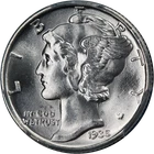 1935-P Mercury Dime PCGS MS65 FB Blazing White Gem Strong Strike