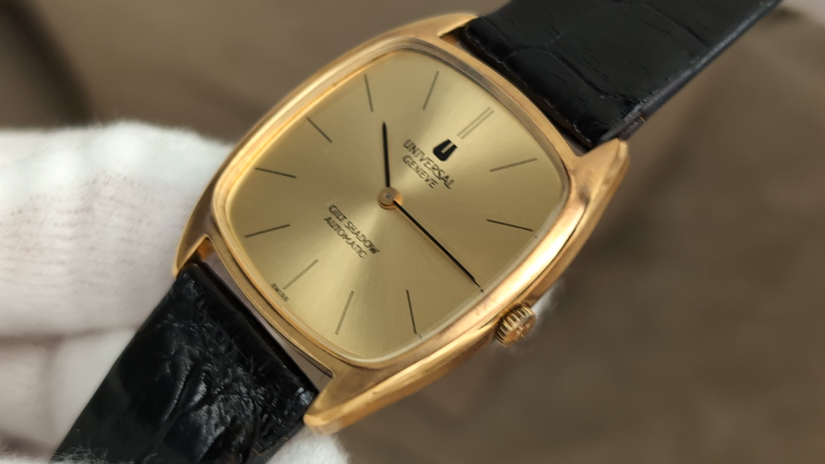 N mint] Universal Geneve 566105 Automatic Gold Dial Men's Watch